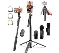 Yeaki Vlogging Kit for iPhone/Android, 71" Selfie Stick Tripod for iPhone with Light, Wireless Remote & Microphone, Adjustable Phone Tripod for TikTok/YouTube Starter Content Creator Essentials Kit