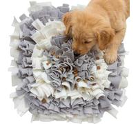 YEAKOO Dog Snuffle Mat, Hand Woven Dog Sniffing Pad Soft Pet Nose Work Smell Snuffle Mat Training Feeding Foraging Skill Blanket Dog Play Mats Puzzle Toys 45cmx45cm (Grey/White)