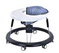 YEALEO Adjustable Baby Walkers for Baby with Easy Clean Tray, Universal Wheeled Walker, Anti-Rollover Folding Walker for Girls Boys 6-18Months Toddeler (Grey)