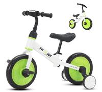YEALEO Fit 'n Joy Kids' Bikes, 4 in 1 Toddler Balance Bike with Auxiliary Wheels and Detachable Pedals, Easy Assembly Kids Trike for 2-5 Years Boys Girls, Green