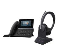 Yealink T85W IP Phone Bundle + Yealink WH64 Duo Headset A business pack comprising an IP telephone and a wireless DECT headset, designed for heavy