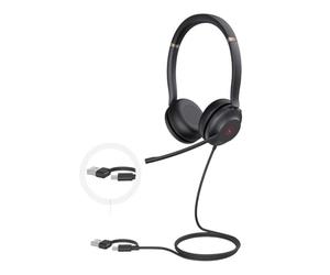 Yealink UH37 Dual USB Noise Cancelling Headset Wired Headset for PC Laptop, Teams Certified, USB-A and USB-C Cable, Works with Zoom and Other Leading UC Platforms