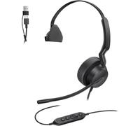 Yealink UH42 Mono USB Headset with Microphone for Office Computer USB-C/A | PC Wired Headphones with Mic for Work Call Centre Teams Certified Headset with Inline Control 280° Rotatable Mic 7ft Cable