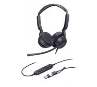 Yealink UH42 UC Duo USB-C/A UC wired headset with dual earcups, AI noise-cancelling microphone, dual USB connectivity, wideband audio, and intuitive