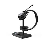 Yealink WH62 Entry Level, Plug & Play Binaural DECT Wireless Headset Acoustic Shield Technology & 2 x Micro USB 2.0 Ports (Optimised for Microsoft Teams) - Black/Silver