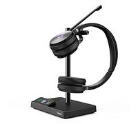 Yealink WH62 Entry Level, Plug & Play Binaural DECT Wireless Headset Acoustic Shield Technology & 2 x Micro USB 2.0 Ports (Optimised for Microsoft Teams) - Black/Silver