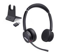 Yealink WH64 Hybrid DECT & Bluetooth Wireless Headset with Charging Stand | Dual,Teams Certified,606Ft Range,32H Talk Time,3X Noise Cancelling Mic,Office Portable Headset for PC,Desk Phone,Laptop