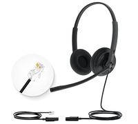 Yealink YHS34 Lite QD to RJ9 Wired Headset for Office Phone Call center use | Compatible with Poly Avaya Snom Grandstream Desk Phone,Passive Noise Cancellation Headset with Mic -Dual/111g/2.1m Cable