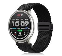YealRed 20mm Nylon Strap for Amazfit Cheetah 2 Pro/Active 3 Premium/Active 2 Square, Elastic Sport Watch Band, Magnetic Braided Replacement Band for Amazfit GTR Mini/GTS 4 Mini/Bip 3 Pro (Black)