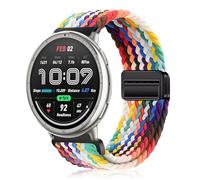 YealRed 20mm Nylon Strap for Amazfit Cheetah 2 Pro/Active 3 Premium/Active 2 Square, Elastic Sport Watch Band, Magnetic Braided Replacement Band for Amazfit GTR Mini/GTS 4 Mini/Bip 3 Pro (Rainbow)