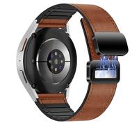 YealRed 20mm Strap for Galaxy Watch 7/6/FE, Leather Silicone (Brown)