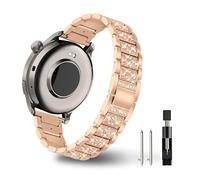 YealRed 22 mm Strap for Amazfit Active Max/Balance 2 /Balance/Bip 6/5 /Pop 3S, Women's Metal Watch Strap, Stylish Diamond Replacement bands Compatible with Amazfit GTR 4 /GTR 3 Pro (Rose gold)