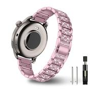 YealRed 22 mm Strap for Amazfit Active Max/Balance 2 /Balance/Bip 6/5 /Pop 3S, Women's Metal Watch Strap, Stylish Diamond Replacement bands Compatible with Amazfit GTR 4 /GTR 3 Pro (Pink)