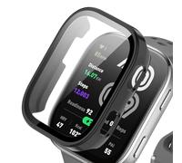 YealRed Case Compatible with Amazfit Bip 6, Hard PC Case with Tempered Glass Screen Protector, Full Protection Scratch Proof Bumper Protective Cover for Amazfit Bip 6 - Black