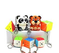 Yealvin Mini Cubes Keychain Set, Keychain Mini Cube Bundle of 2x2 3x3 3x3x3 Small Bread 2x2 Mini Tiger 2x2 Mini Panda Pyraminx Cube and Ivy Cube (7 Pack)