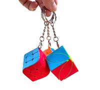Yealvin Mini Keychain Magic Cube Set Mini Keyring Speed Cube Set of 2x2 Ivy Magic Cube 3x3 Magic Cube and 3x3x3 Trihedron Magic Cube Puzzles Toys (3 Pack)
