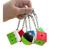 Yealvin Mini Speed Cube Set, Stickerless Puzzle Cube Bundle of 2x2 3x3 Trihedron Pyramid Cylinder and Magic Ball Cubes Keychain Mini Cube Bundle with Gift Box (6 Pack)