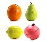 Yealvin Speed Cube Set, 3D Fruit Cube Bundle of Peach Lemon Orange and Pear - Children's Educational Toys, Puzzle Brain Teaser 4 Pack