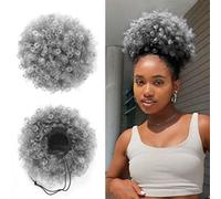 YEAME Afro Puff Drawstring Ponytail for Black Women, Premium Ombre Gray Afro Bun Drawstring Ponytail for Women Girls (1BT0906 Ombre Gray)