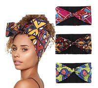 Yean African Headband Knotted Wide Hair Band Yoga African Hair Accessories for Women and Girls(Pack of 3) (B)
