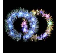 Yean Light Up Headband Glitter Tinsel Glowing Headbands LED Crown Wreath Headpiece Christmas Festival Hair Accessories for Women and Girls(Pack of 2)