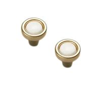 Yeandshi 2 Pcs of Single Hole Light Luxury Zinc Alloy White Handle Shell Gold Wardrobe Cabinet Door Handle Drawer Cabinet Hardware Knob Modern and Simple.