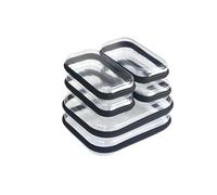 YEANIEGUOGI Clear Hard Shell Zipper Case, Portable Cosmetic Bag with Zipper, Diaper Bag Organizing Pouches, Hard Plastic Case, Clear Bags for Organizing, Black (6 Pcs)