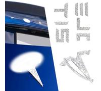 Yeapop Bling Bling Rhinestone Logo Emblems for Tesla Model 3 Highland 2024, 7 Pcs Emblem Stickers for Frunk and Trunk, Bedazzled Accessories for Tesla. (Silver)