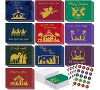 Yeaqee 100 Pack Religious Christmas Cards with Bible Verses Christmas Greeting Cards Assortment Scripture Cards Religious Christian Christmas Cards with Envelopes and Sticker for Christmas Gifts