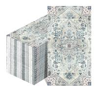 Yeaqee 100 Pcs Boho Napkins 2 Ply Decorative Disposable Paper Guest Towels for Kitchen Harvest Party Dinner (Blue and Grey)