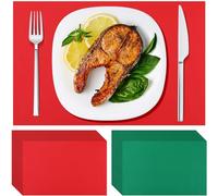 Yeaqee 100 Pcs Disposable Paper Place Mats Christmas Green Red Rectangle Placemats for Party 11 x 17 Inch Happy Paper Table Mats for Xmas Thanksgiving Dining Table Decorations or Setting