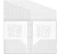 Yeaqee 100 Pcs Two Pocket Folder Bulk Plastic School 3 Hole Punched File Folder with Interior Pockets Durable Lightweight Letter Size for Officestudents and School Supplies(White)