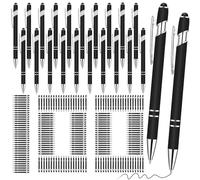 Yeaqee 100 Pieces Ballpoint Pen with Stylus Tip Click, 2 in 1 Black Ink, 1.0 mm Medium Point Stylus Metal Pen for Touch Screen Tablet (Black)