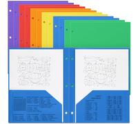 Yeaqee 12 Pcs Plastic Folders with Pockets Bulk 3 Hole Punched 2 Pocket File Folders for 3 Ring Binder Divider Folder for Notebooks, Durable Poly for Office Home (Stylish Color)