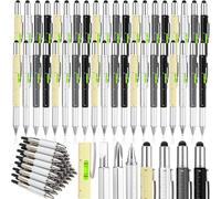 Yeaqee 120 Pcs Gifts for Adult Men:6 in 1 Multi Tool Pens with Refills Ruler Level Gauge Bulk Multi-functional Pens for Father's Day Dad Husband Male Coworker Birthday Gifts (Fresh Color)