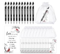 Yeaqee 150 Pcs Funeral Favor Thank You Set Funeral Favor for a Memorial Service 50 Ballpoint Pens 50 Poem Cards White Organza Bags Sympathy Condolence Bereavement Gift(White,Cardinal)
