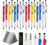 Yeaqee 16 Pcs Multi Tool Pens for Men 6 in 1 Screwdriver Multi Function Pen with Refills Ruler Level Gauge Ballpoint Pen for Dad Husband Father's Day Birthday Christmas Gifts (Classic Color)