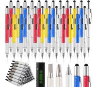 Yeaqee 24 Pcs Multi Tool Pens for Men 6 in 1 Screwdriver Multi Function Pen with Refills Ruler Level Gauge Ballpoint Pen for Dad Husband Father's Day Birthday Christmas Gifts (Classic Color)