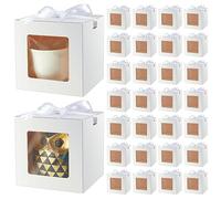 Yeaqee 36 Pcs Mug Boxes for Gifts Coffee Sublimation Mug Gift Boxes Bulk for 11oz 12oz 15oz Transparent Cups Wrapping with Window Blink Christmas Baby Shower Wedding Party Favor
