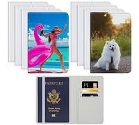 Yeaqee 8 Pcs Sublimation Passport Holder Covers PU Leather Heat Transfer Card Travel Wallet DIY Blank Holder Cover for Passport Business Credit Cards, White, Compact