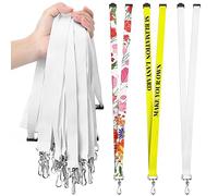 Yeaqee Pack of 30 Sublimation Lanyard Blanks Breakaway with Detachable Buckle White Heat Transfer Lanyards for Custom Personalized Bulk for ID Card Badge Holder Teachers Workers, White, 39.37 inch