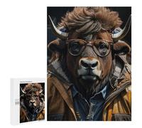 Year-End Present - Bison Cool, Wooden Picture Puzzle for Grown-Ups, 500 PCS - to Assemble, Frame And Display