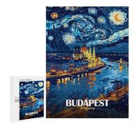Year-End Present: Budapest Hungary Starry Night Art, 500 PCS, Jigsaw Puzzle for Adults - for Detail-Focused Puzzlers