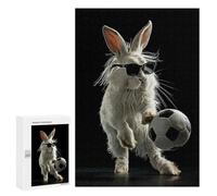 Year-End Present - Cool Bunny with Soccer Ball, Wooden Brain Teaser for Adults, 300 PCS; for Couples, Friends And Family
