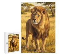Year-End Present: Majestic Lion in African Savannah, 1000 PCS, Decorative Jigsaw for Grown-Ups, for Relaxing Solo Or Group Play