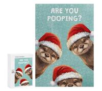 Year-End Present: Otters Funny Christmas Are You Pooping, 300 PCS, Adult Tabletop Puzzle, for Relaxing Solo Or Group Play