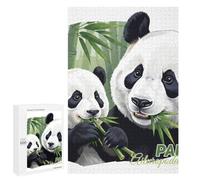 Year-End Present: Panda's Eating Bamboo Illustration, 1000 PCS, Adult Tabletop Puzzle, for Relaxing Solo Or Group Play