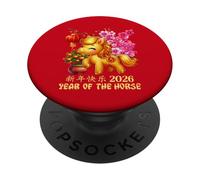 Year of Horse Lucky Chinese Lunar New Year Zodiac 2026 Red PopSockets Adhesive PopGrip