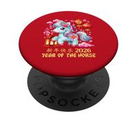 Year of Horse Lucky Chinese Lunar New Year Zodiac 2026 Red PopSockets Adhesive PopGrip