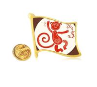 Year Of Monkey Animal China Zodiac Red Golden Metal Flag Lapel Pin Badge